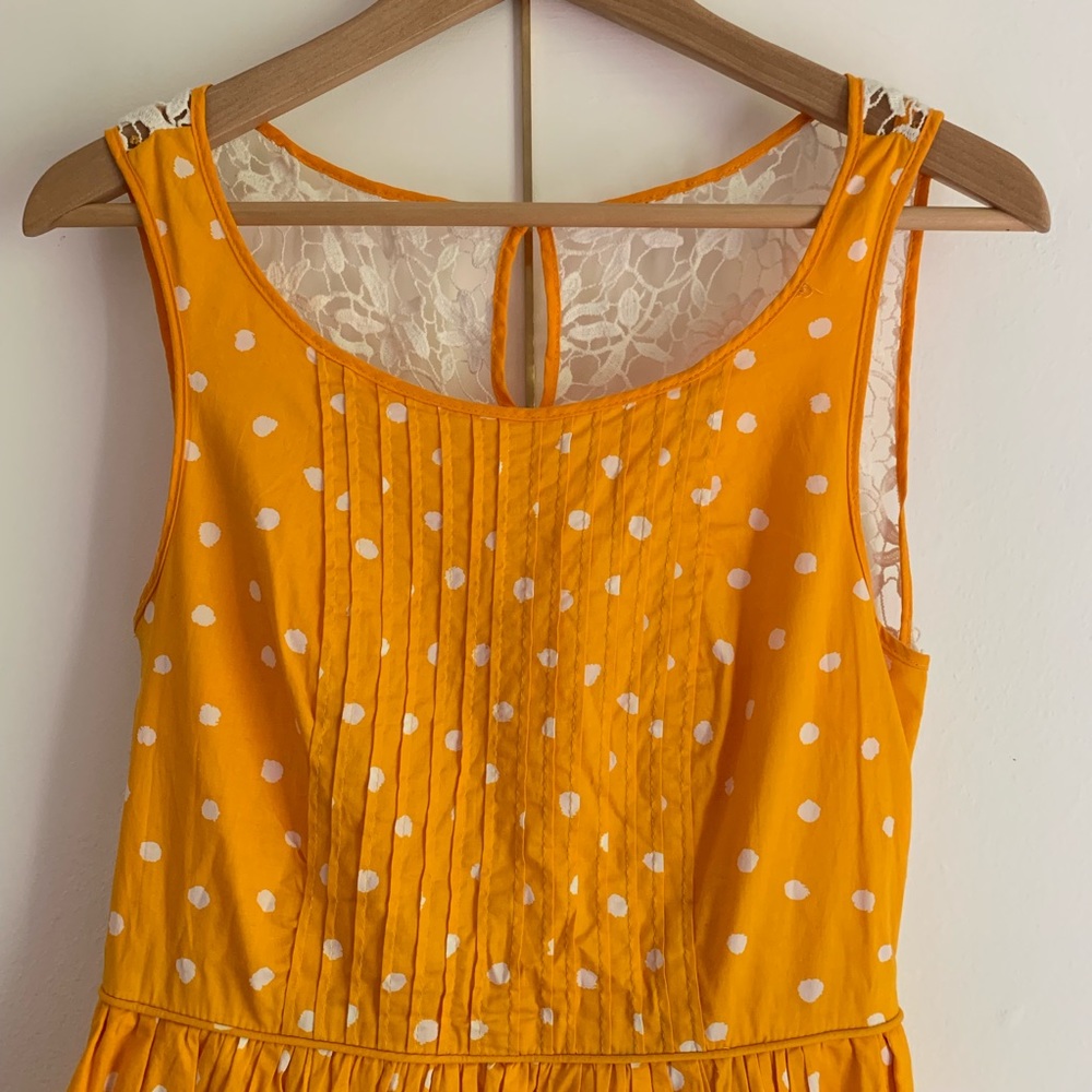 Anthropologie Yellow and White Polka Dot Dress